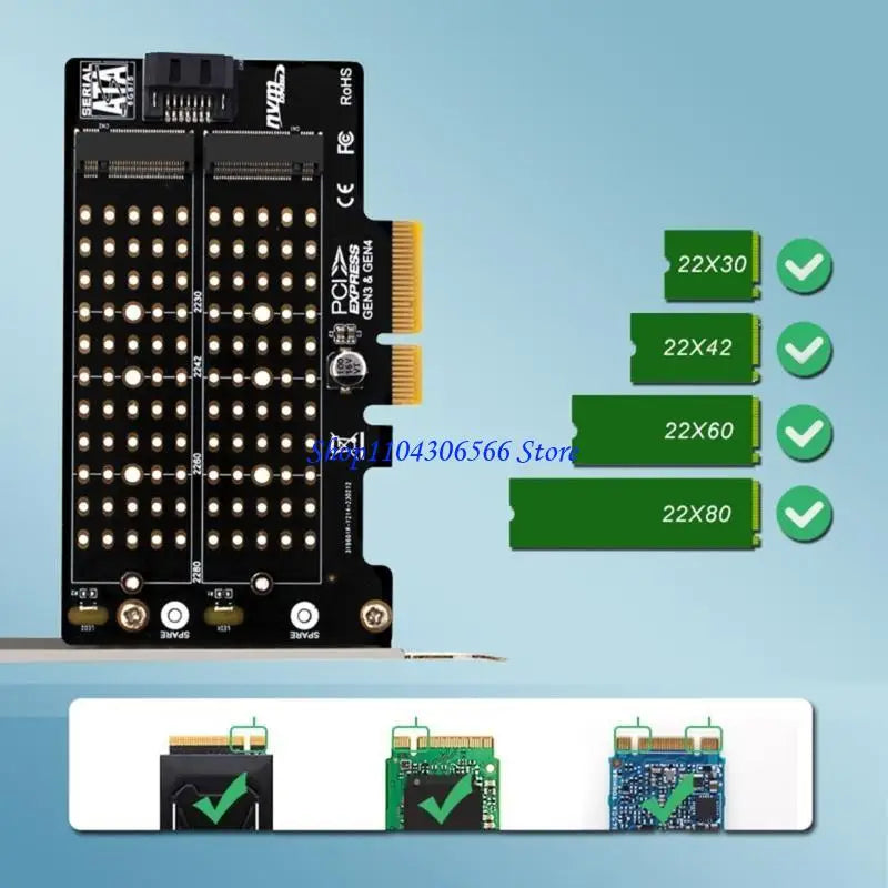 PCIe to M.2 NVMe Adapter – M-Key & B-Key, x4/x16 Slot PCIe SSD Adapter HIP