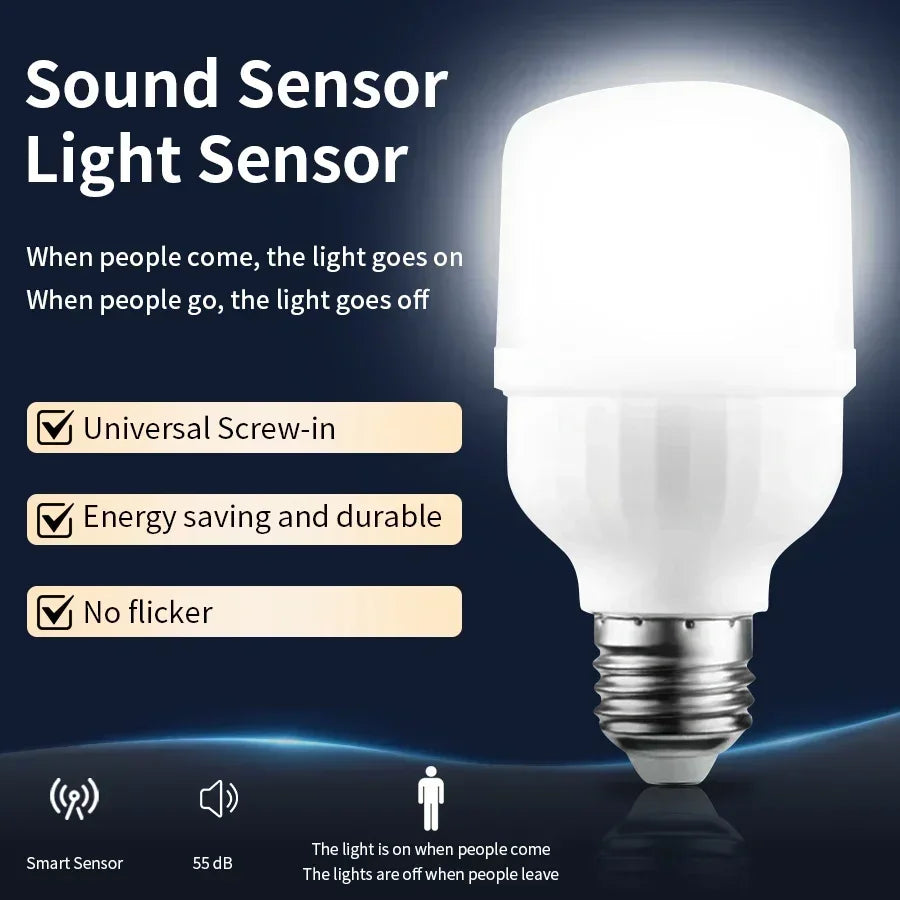 Sound Sensor LED Bulb E27 Voice Sensor Light Bulbs Saving Energy High Brightness Lamp For Stair Pathway Warehouse Garden 220V HIP