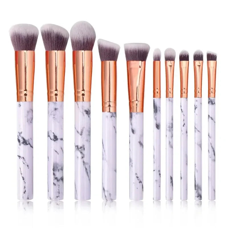 10-Piece Marble Makeup Brush Set – Kabuki & Blending | RUZOFO Makeup Brush Set HIP C701-white10pcs
