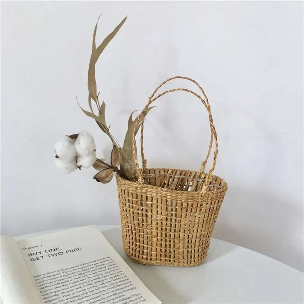 Handmade Straw Woven Basket with Handle – Multi-Use Woven Storage Basket HIP