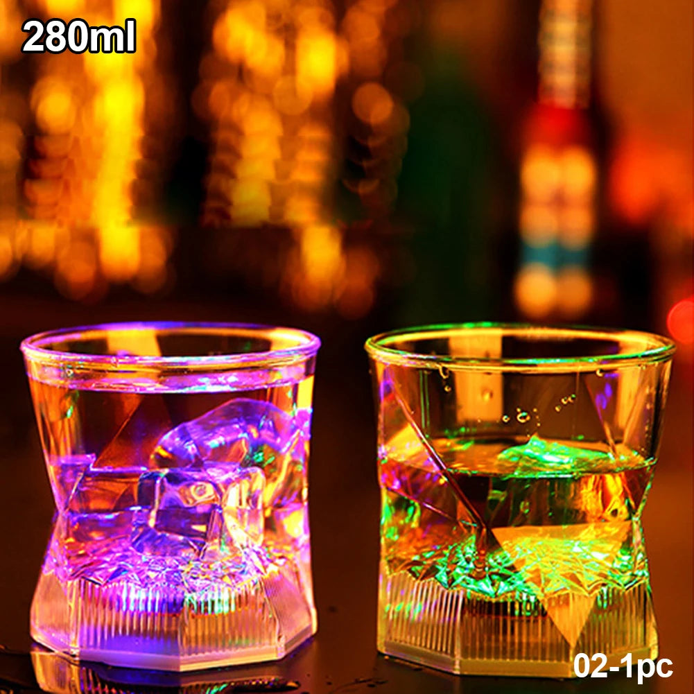 Flashing Cup Wine Beer Whisky Mug Water Beverage Drinking Glass LED Automatic Glowing Cup Party Decorative Supplies New HIP 02 As the picture shown