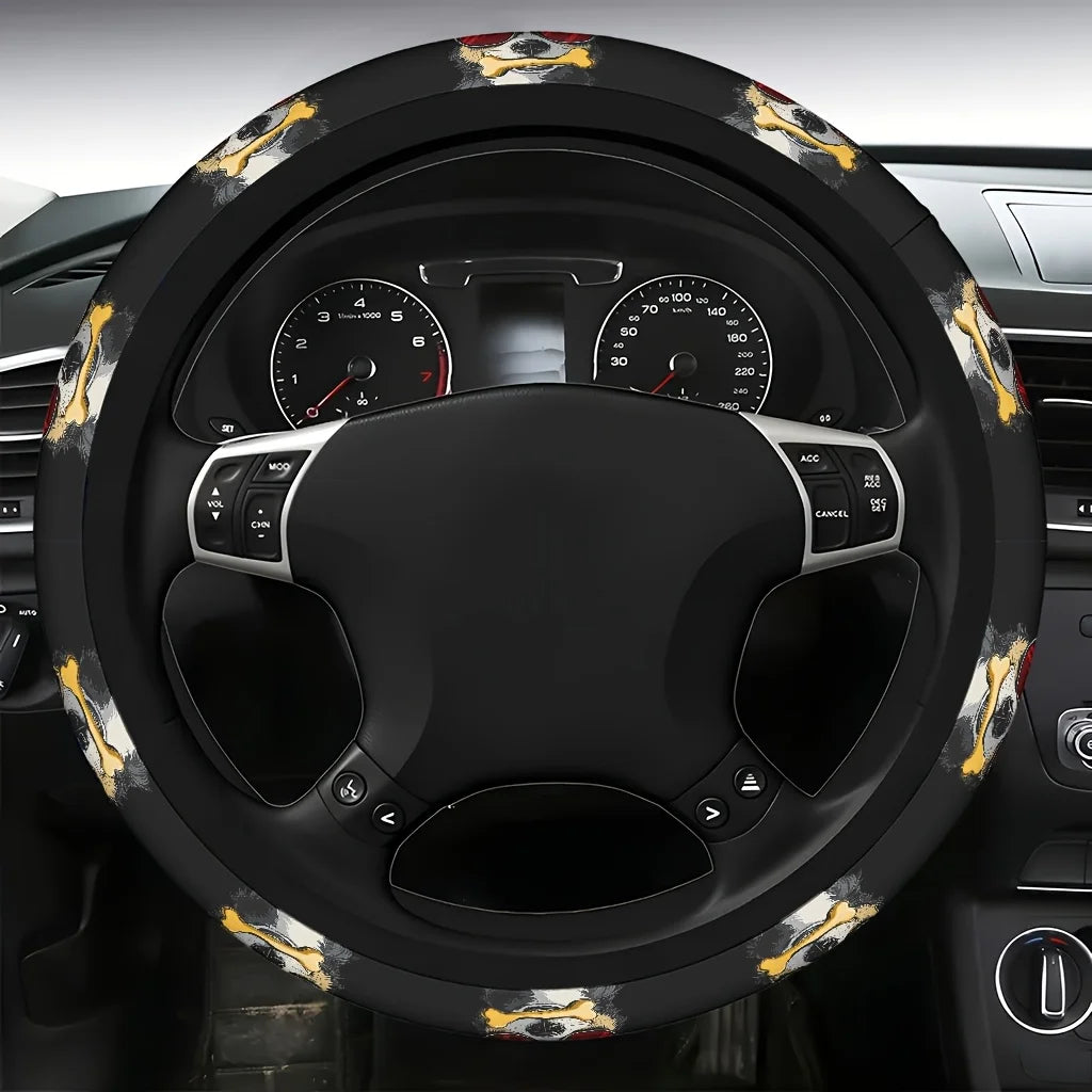 Cool Dog Print Steering Wheel Cover – Washable & Fun Steering Wheel Cover HIP