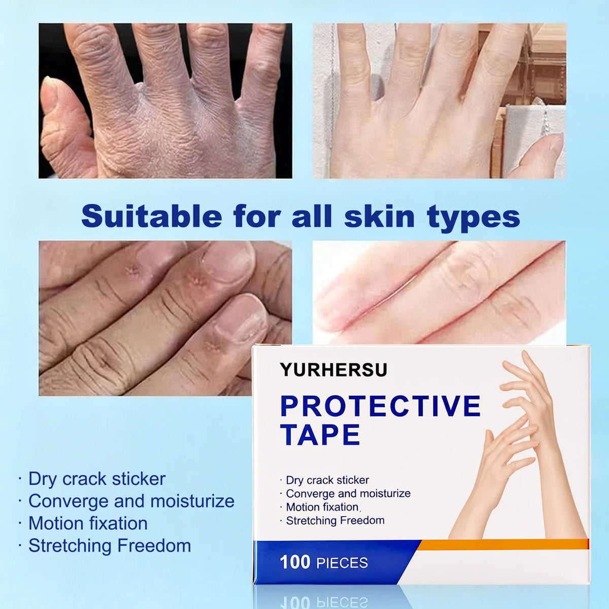 Hydrocolloid Hand Patches for Dry Cracked Skin | YURHERSU Hydrocolloid Hand Patch HIP
