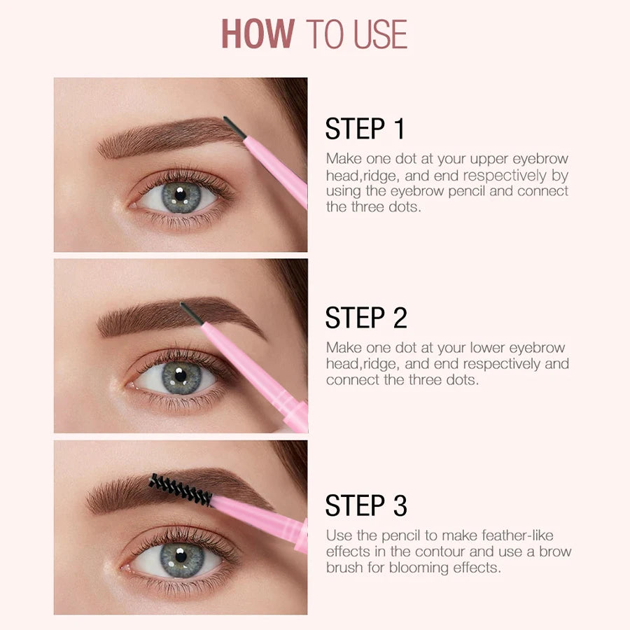 KAFURUX Waterproof Ultra-Fine Double-Ended Eyebrow Pencil 6 Colors Eyebrow Pencil HIP