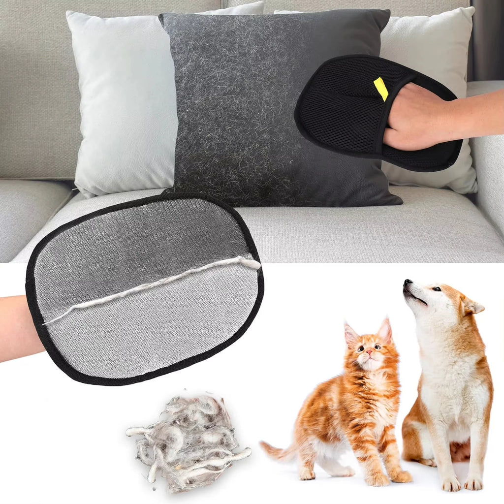 Reusable Double-Sided Pet Hair Removal & Grooming Gloves Pet Grooming Glove HIP