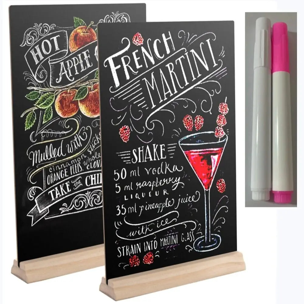 Wood Tabletop Chalkboard Sign Set with Stand – 4 Piece Tabletop Chalkboard Sign HIP as show