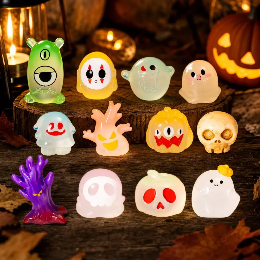 Halloween Decoration Ghost Statues Glow in Dark Micro Landscape Cartoon Ghost Pumpkin Luminous Halloween Festival Decoration HIP