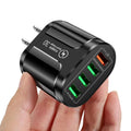 4-Port USB QC 3.0 Wall Charger – Fast Charge, Multi-Device USB Wall Charger HIP US Black
