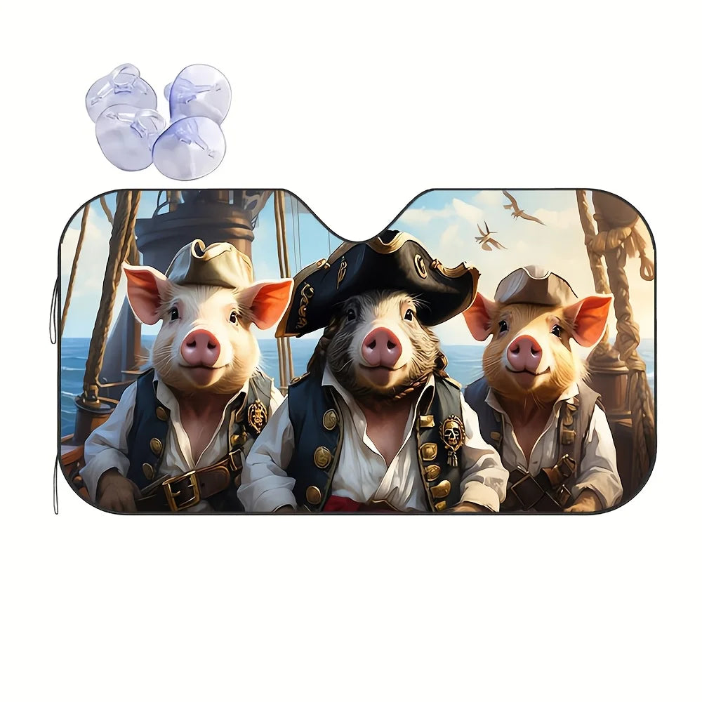 Nautical Piglet Car Windshield Sun Visor – Fun Gift Car Sun Visor HIP M