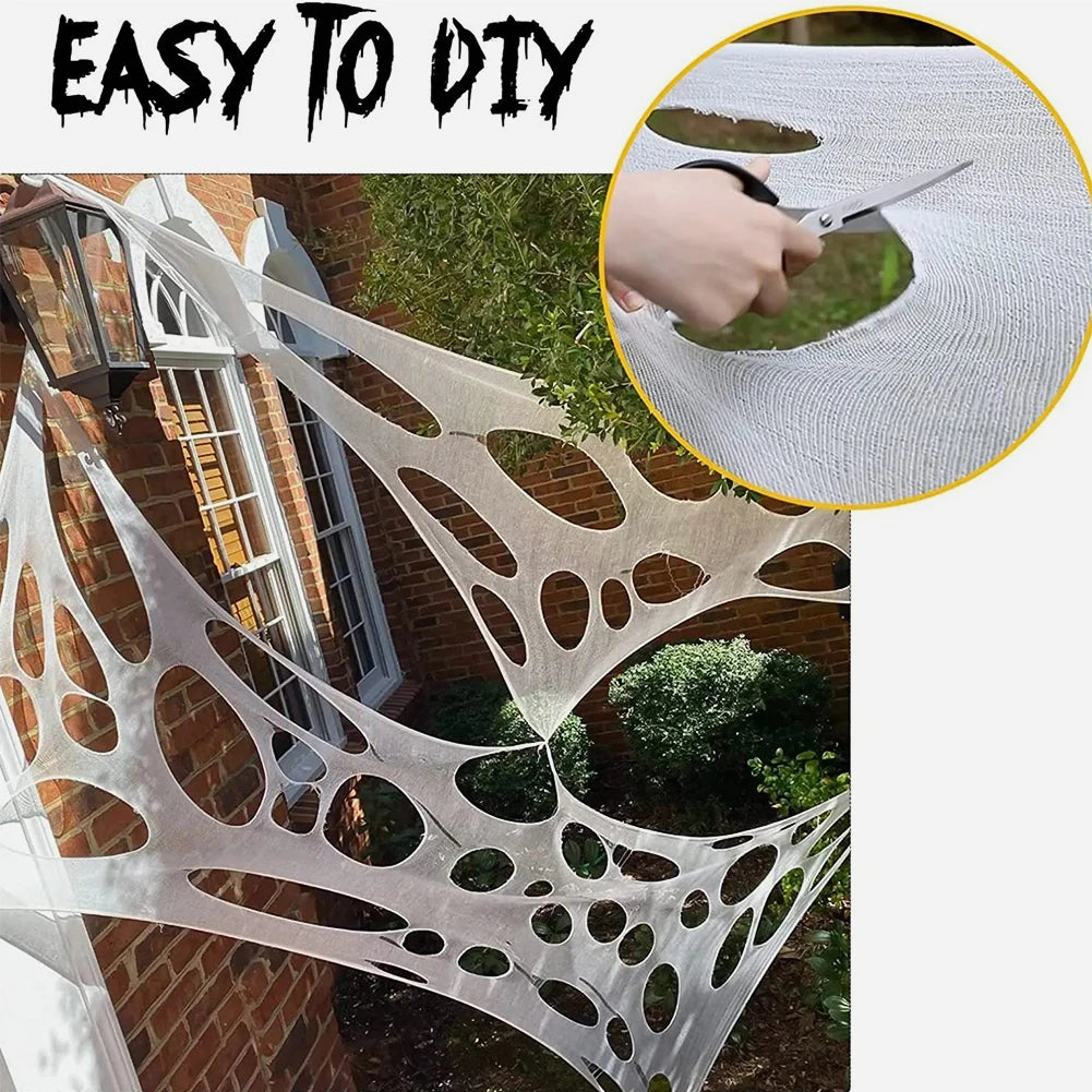 1Set 2/4m Halloween Decorations Outdoor Spider Web Giant Stretchy Netting Spider Webbing Ripped Cobweb Haunted House Prop Decor HIP