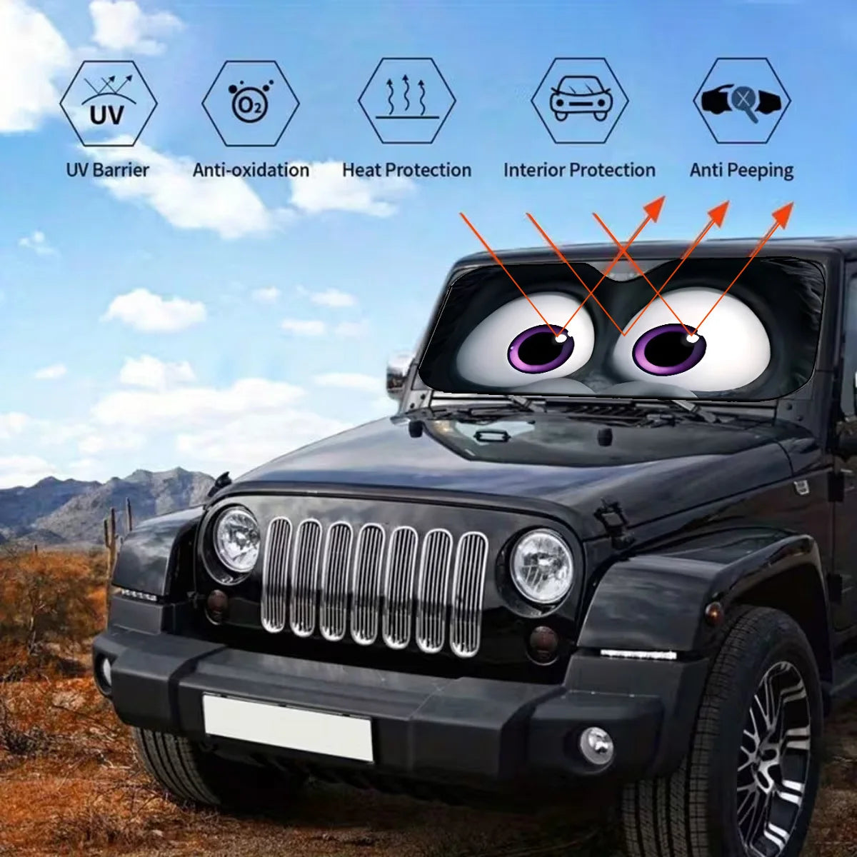 Cute Purple-Eyed Character Car Sunshade – Foldable Car Windshield Sunshade HIP