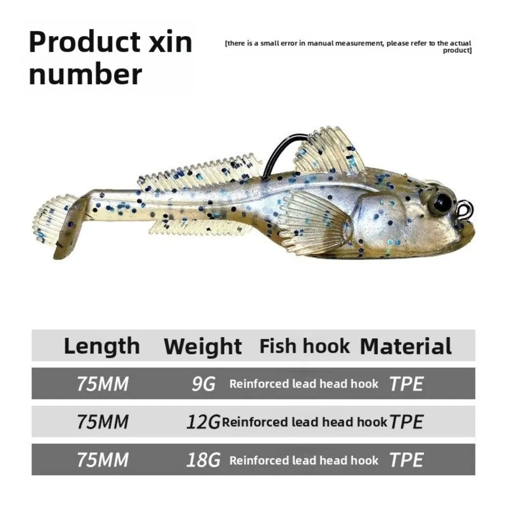 2-Pack Silicone Goby Soft Fishing Lures 9g & 12g Swimbait Soft Fishing Lure HIP