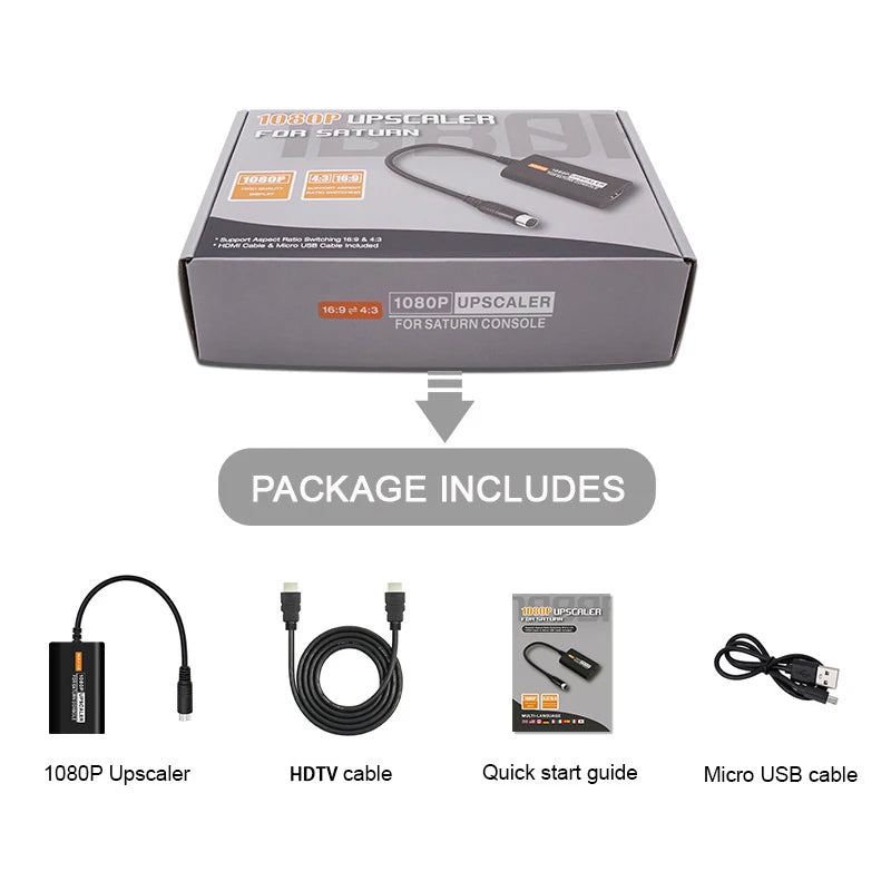 SEGA Saturn HDMI Adapter 1080P Converter – 4:3/16:9 Game Console Adapter HIP black