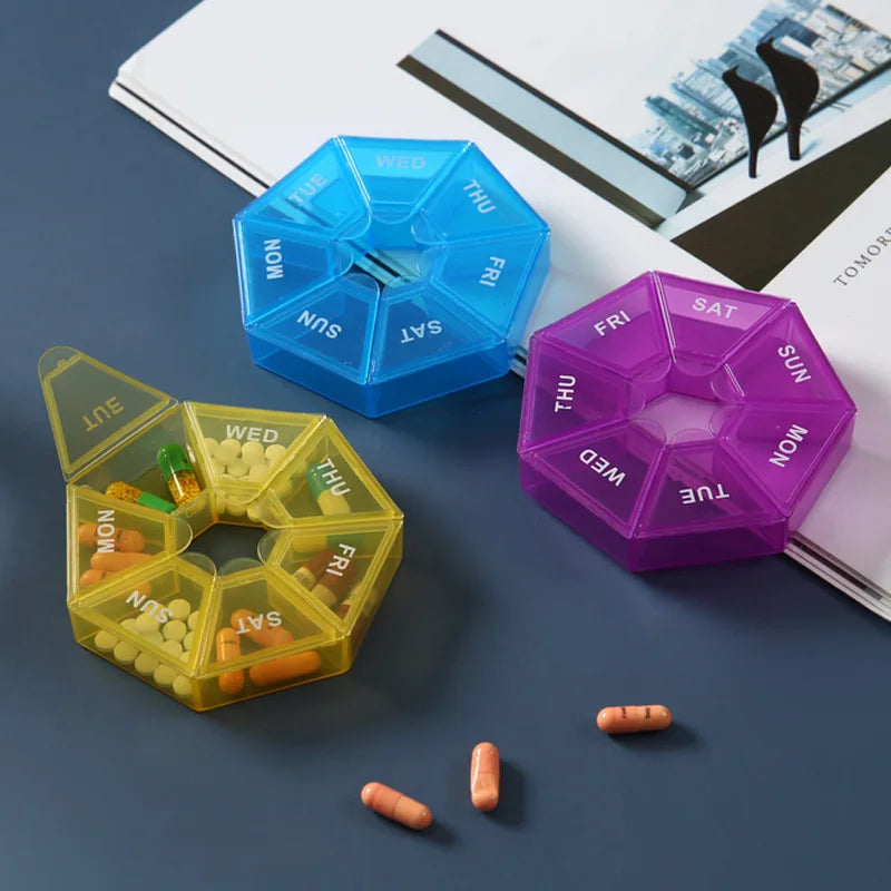 New H7-Days Weekly Portable Mini Pill Organizer Box, Portable Travel Pill Case for Medicine, Vitamins & Fish Oil Tablets HIP