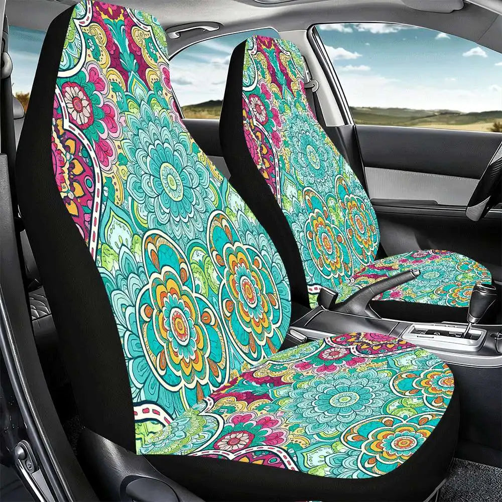 Bohemian Mandala Car Seat Covers – Set of 2, Vibrant Colors Car Seat Covers HIP