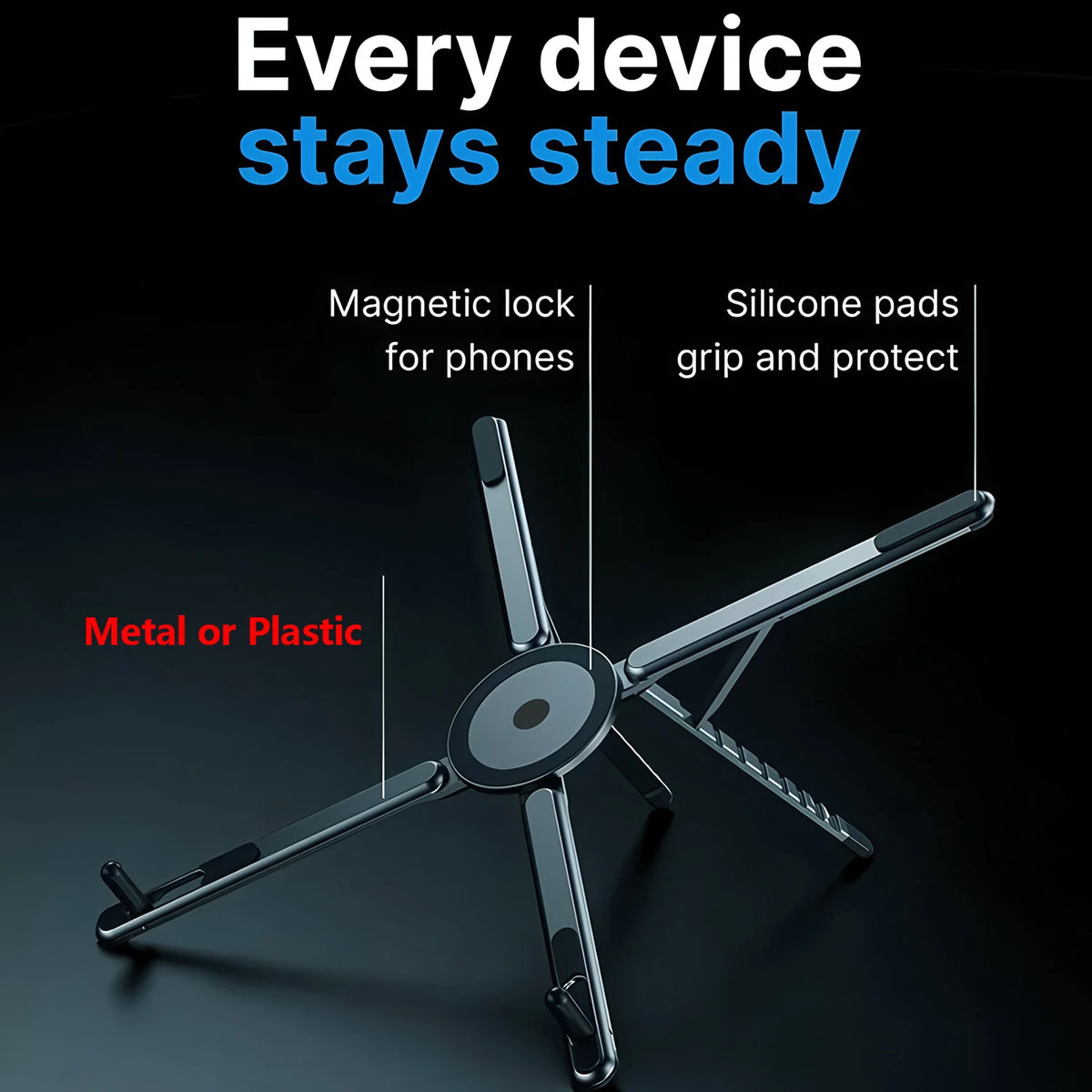 FireFrog Foldable Laptop & Tablet Stand – Magnetic Phone Holder Foldable Device Stand HIP