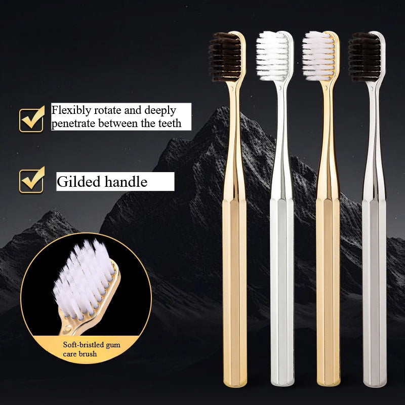 Soft Toothbrush Men Women Adult Tooth Brush Gold Silver Dental Brushes Elegance Gentle Toothbrushes Drop Shipping HIP