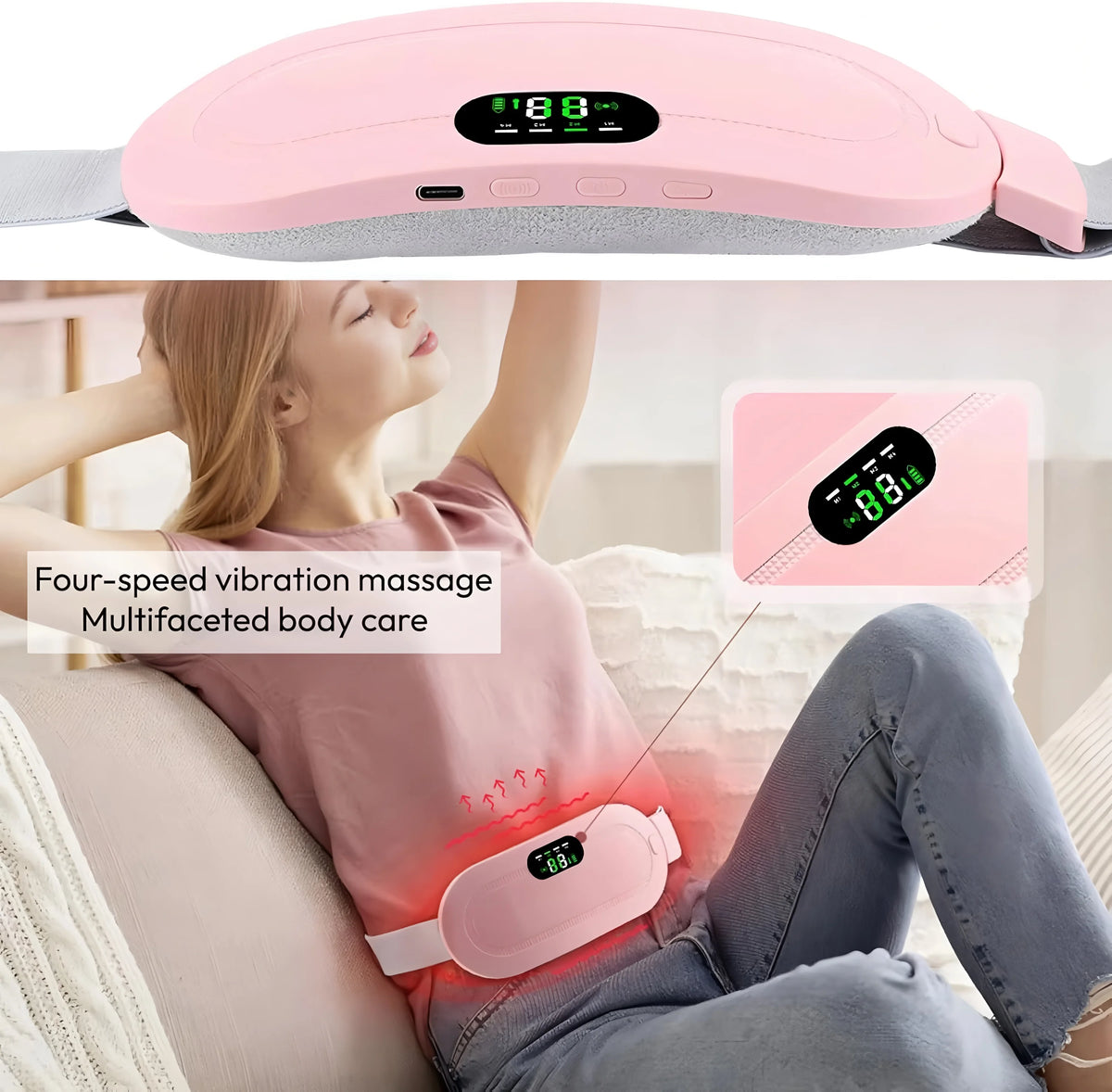 USB Heated Abdominal Massage Belt – Warmth & Vibration | AXH Heated Massage Belt HIP