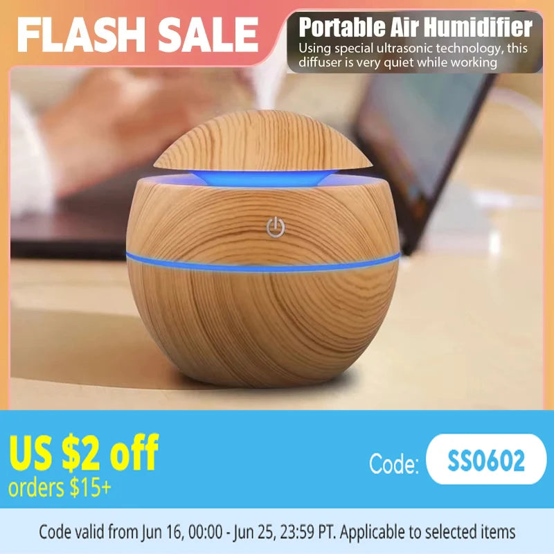 Wood Grain USB Ultrasonic Humidifier & Aroma Diffuser Ultrasonic Humidifier HIP