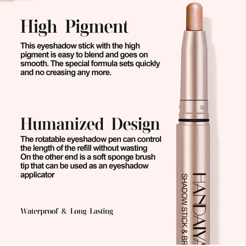 HANDAIYAN 12-Color Waterproof Shimmer Eyeshadow Stick & Brush Eyeshadow Stick Pen HIP