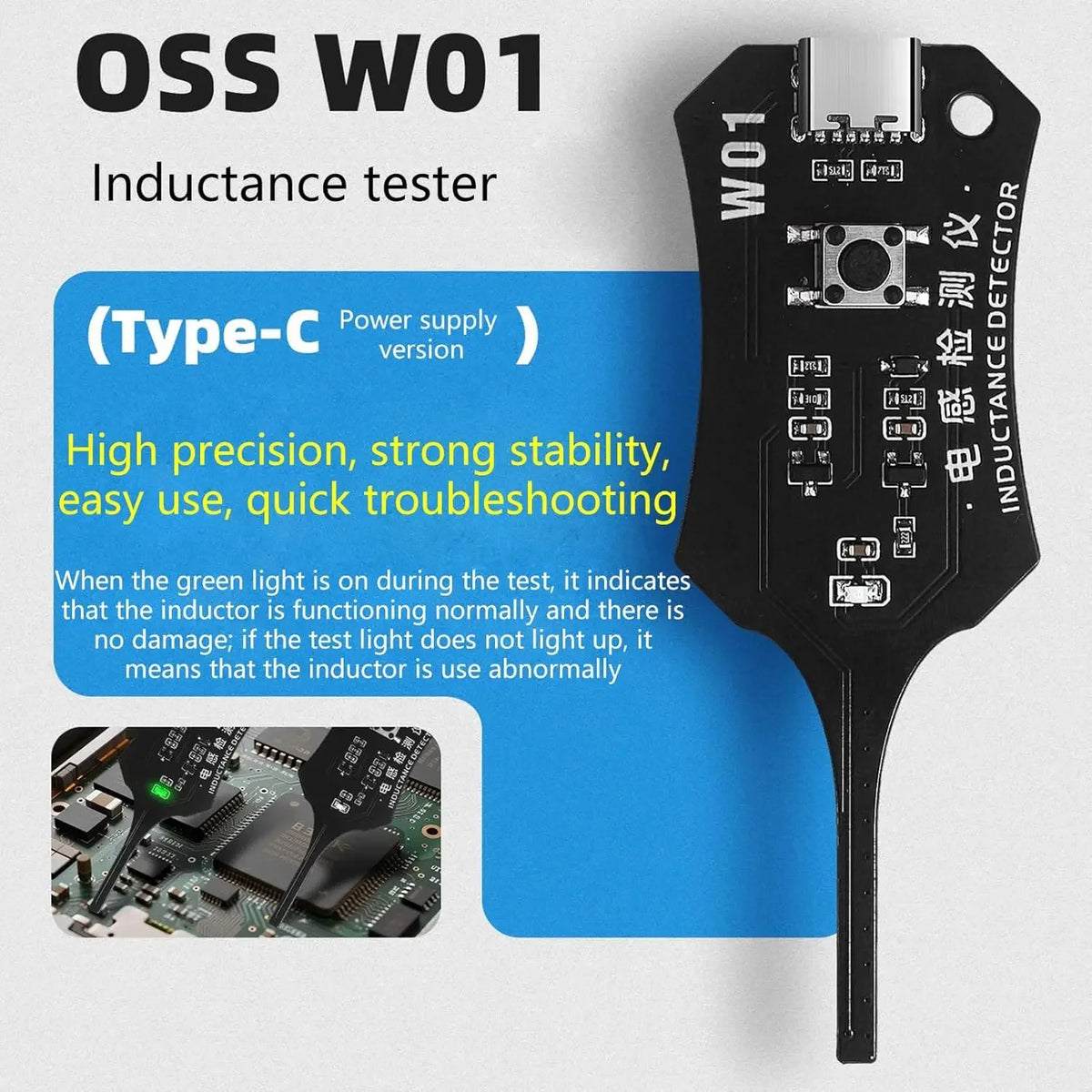 W01 Inductor Detector – Phone Motherboard Coil Tester Tool PCB Coil Tester HIP