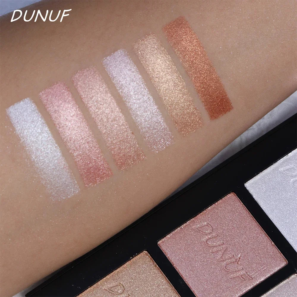 DUNUF 6-Color Highlighter Palette – Matte & Pearl Contour Highlighter Palette HIP