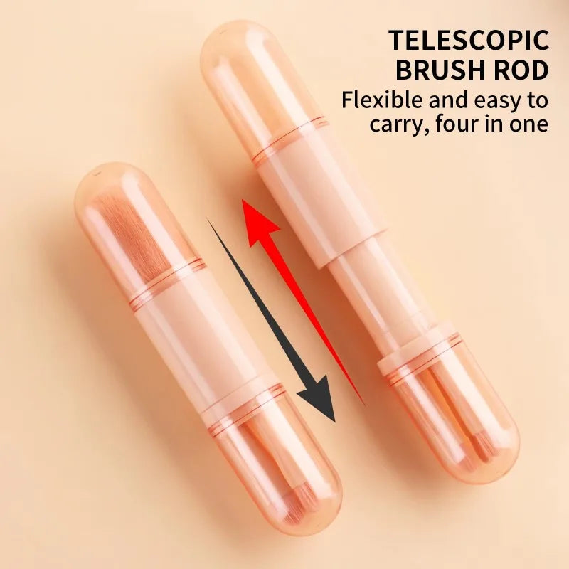 4-in-1 Retractable Travel Makeup Brush Set | Mini & Cute Travel Makeup Brush Set HIP