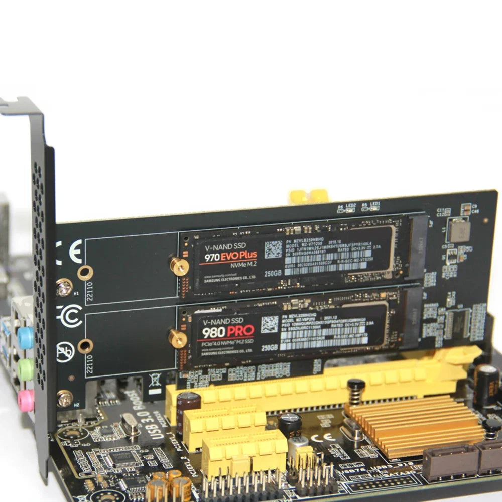 PCIe 4.0 x8 Dual NVMe M.2 SSD Expansion Card – 1 to 2 NVMe Expansion Card HIP
