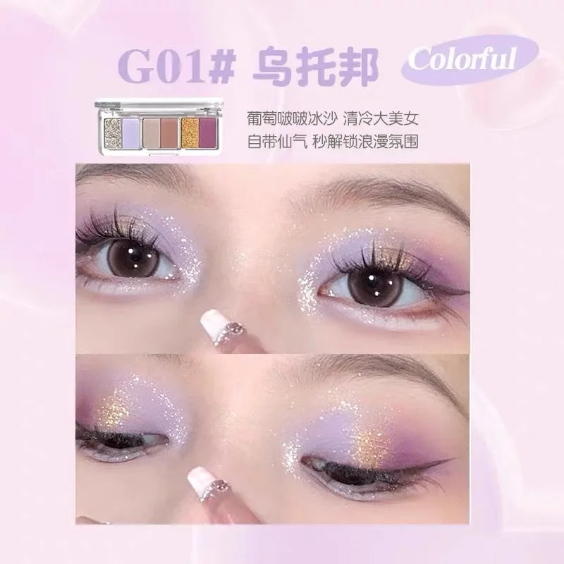 Gogotales 6-Color Eyeshadow Palette – Shimmer, Glitter & Matte Eyeshadow Palette HIP