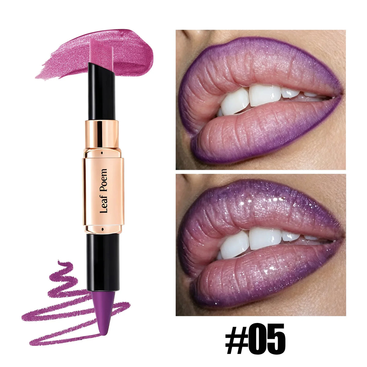 2‑in‑1 Slanted Tip Lip Liner Lipstick Matte Velvet Lip Contour Moisturizing Long Lasting Non‑dry Lip Makeup Daily Party Cosmetic HIP 05