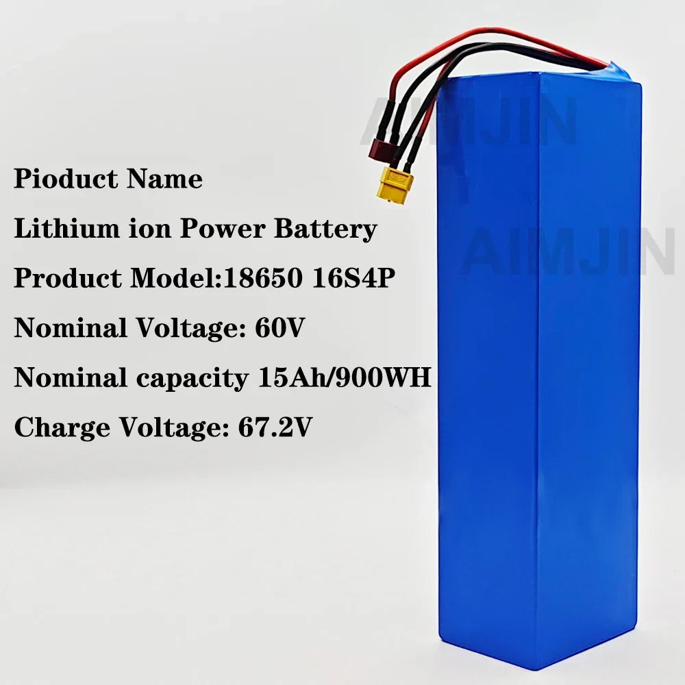 60V 15Ah 16s4p 18650 Lithium Battery Pack with BMS | Scooter Lithium Battery Pack HIP