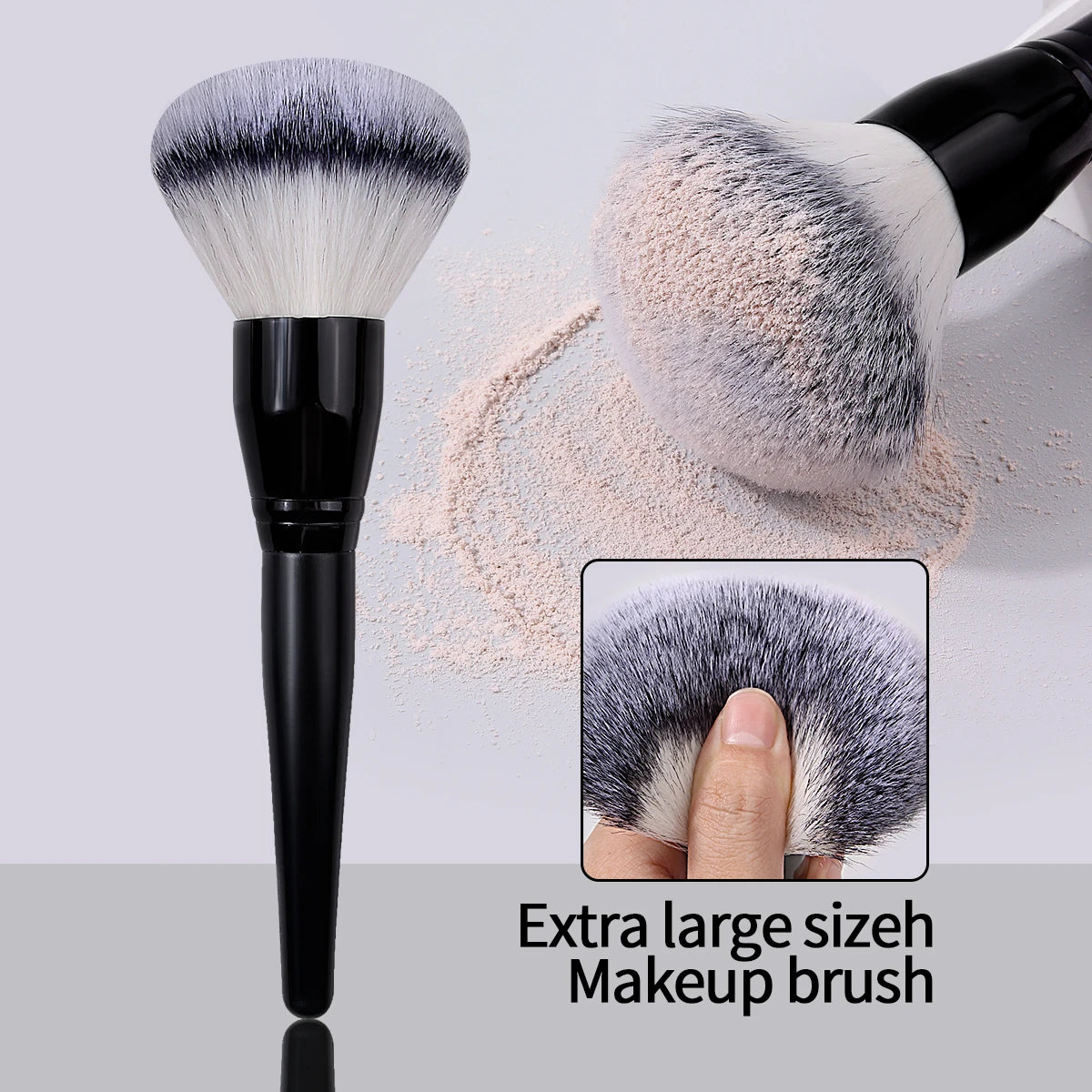 RUZOFO Fluffy Powder & Blush Makeup Brush – Super Soft Powder Makeup Brush HIP C709-Black-1pc
