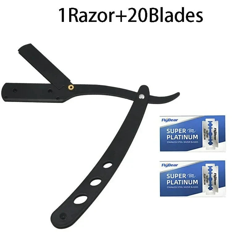 Men's Folding Straight Razor – Replaceable Stainless Blade Men's Folding Razor HIP C635-1razor 20 blade