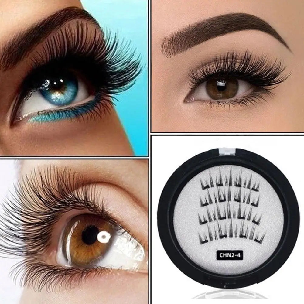 2 Pair 3D Magnetic False Eyelashes Reusable Magnetic Eyelashes With 4 Magnetic Lashes Natural Eyelash Extension Makeup Tools HIP