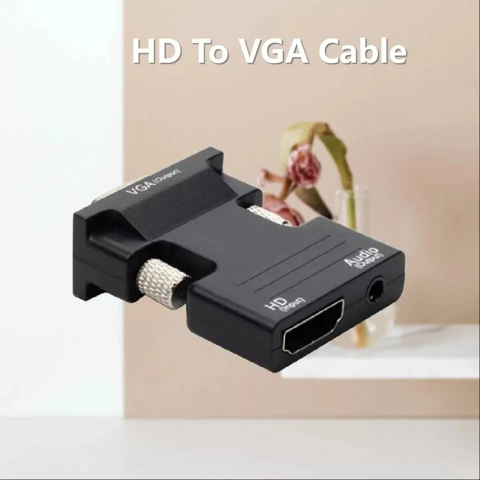 HDMI to VGA Adapter with 3.5mm Audio – 1080P FHD Converter Video Adapter HIP