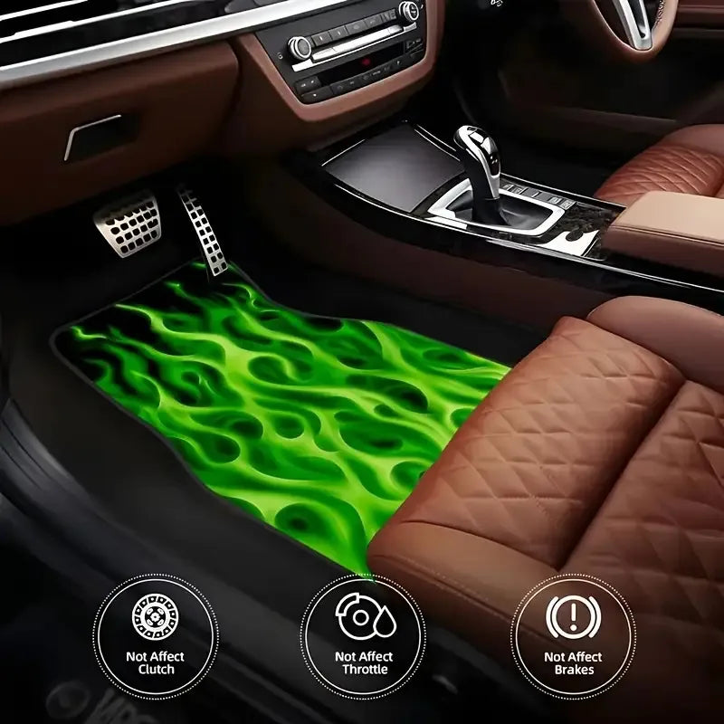 Set of 4 Hip-Hop Flame Design Car Floor Mats – Front & Rear Car Floor Mats HIP