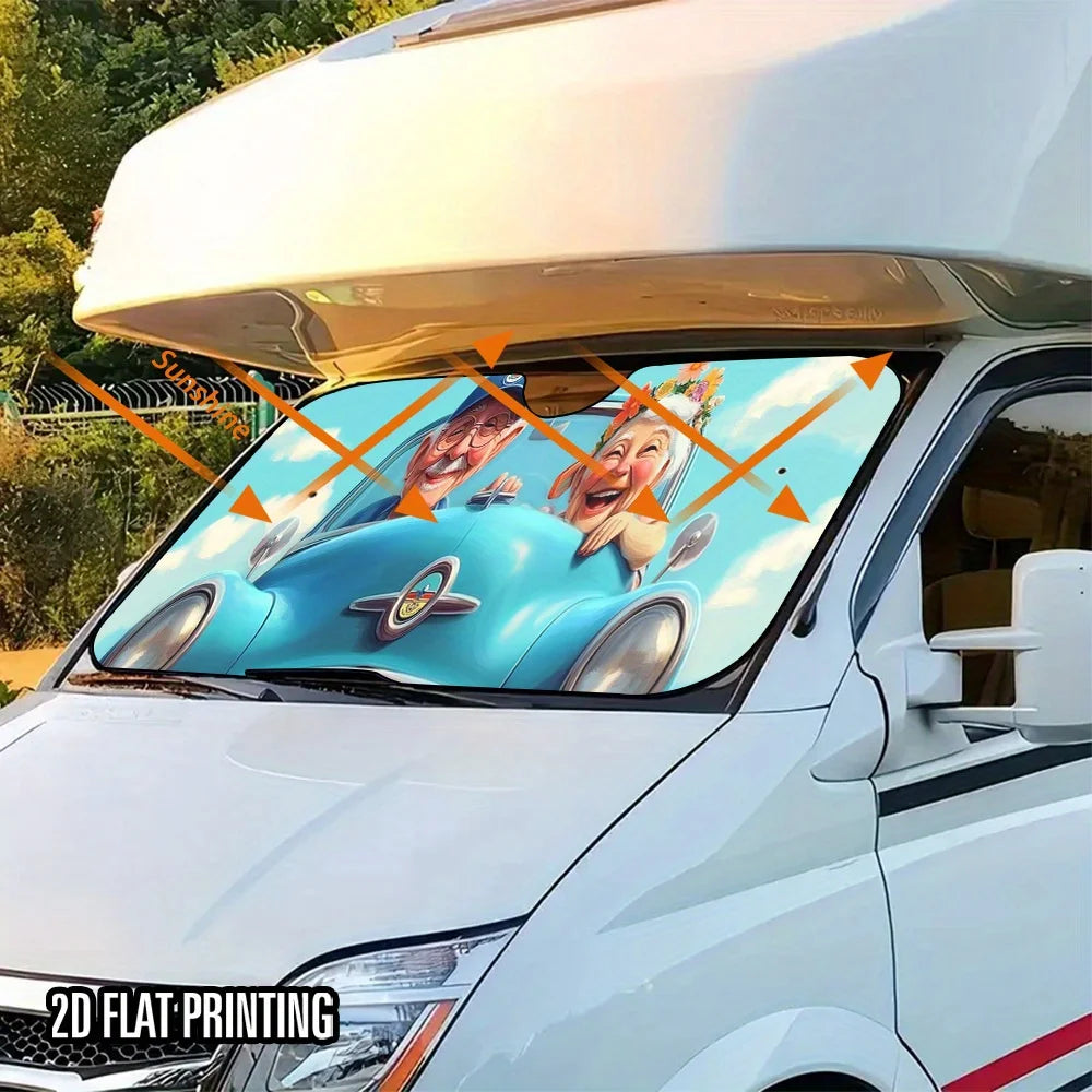 Retro Grandma Car Sunshade – Foldable, 4 Suction Cups Car Sunshade HIP