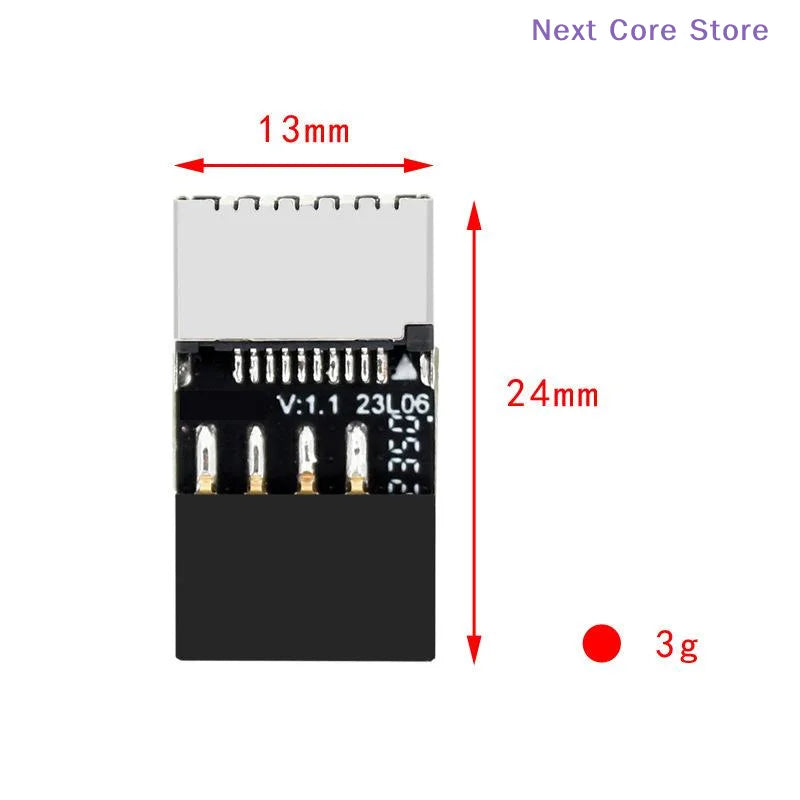 USB 2.0 9-Pin to Type-C Type-E Female Motherboard Adapter Motherboard USB Adapter HIP