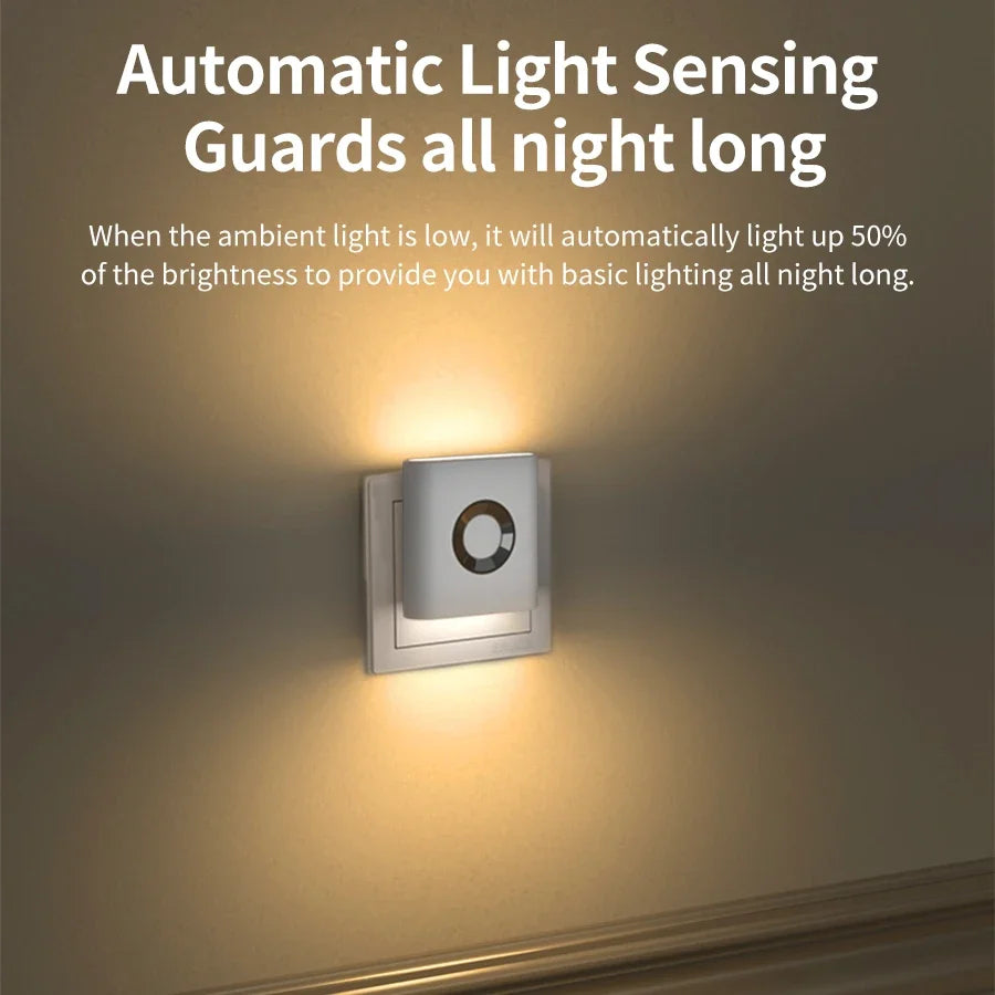 AC 220V LED Night Light With EU Socket Motion Sensor Wall Lamp Bedside Ambient Light For Bedroom Corridor Bathroom Hallway Stair HIP