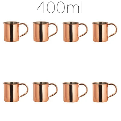 8-Piece Hammered Moscow Mule Copper Mugs – Stainless Steel Set Cocktail Mug Set HIP 8pcs Copper E 550ml