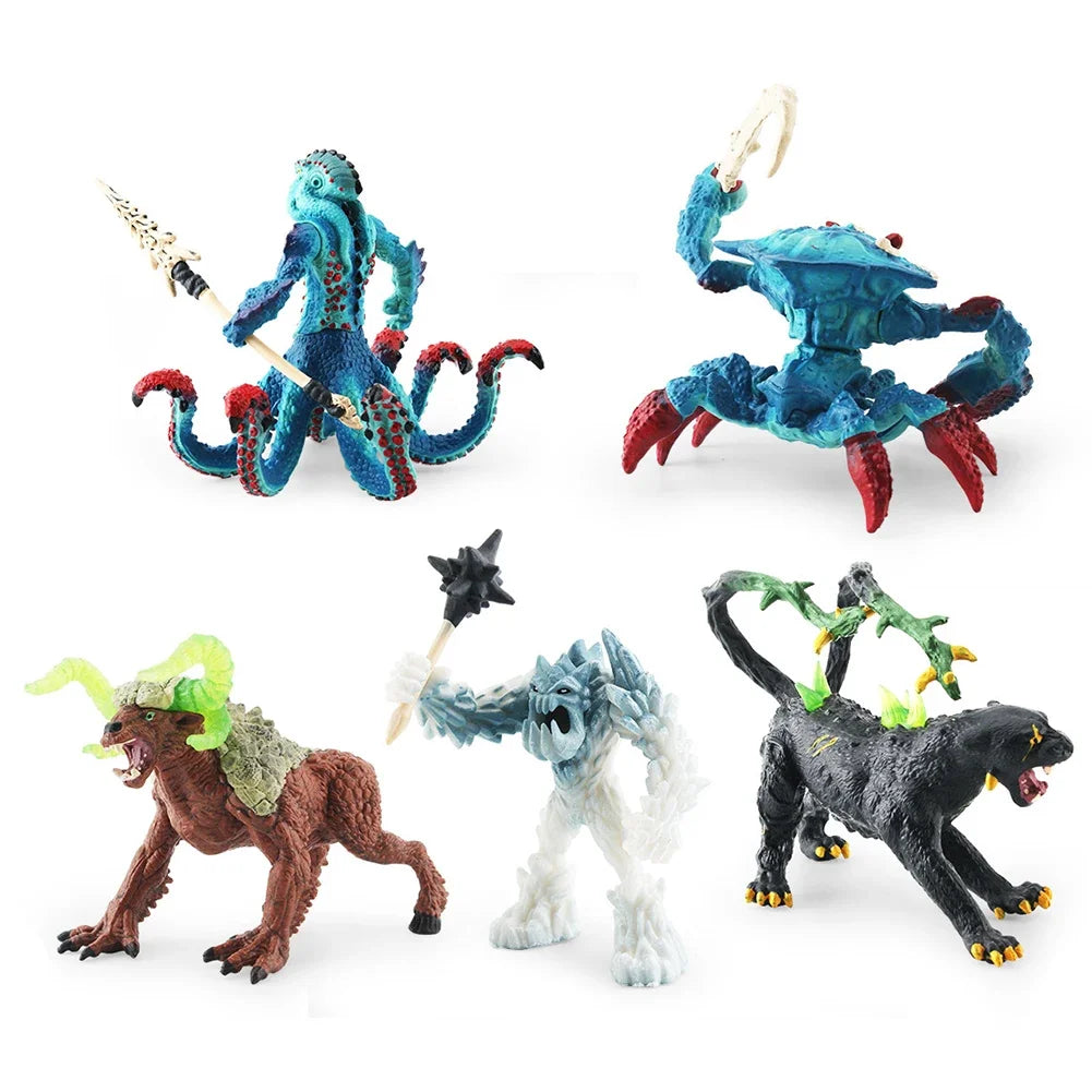 Creative Mythical Monster Figurine Battle Beast Action Figure Realistic Lion Snowmen Cattle Fantasy Model for Kids Gifts HIP