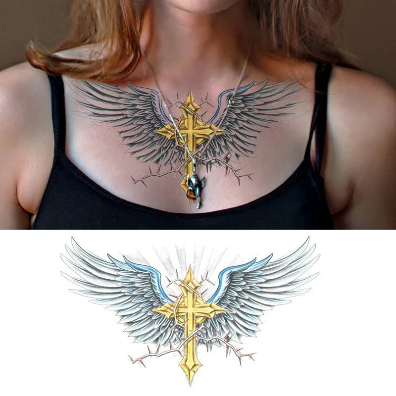 Waterproof Temporary Tattoo Sticker Big Chest Beauty Flower Fashion Colorful Butterfly Gem Diamond Art Fake Waist Tattoos Woman HIP 09
