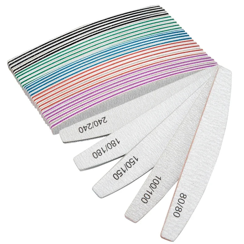 Professional Half Moon Nail Files 80–240 Grit | Manicure Set Nail File Set HIP