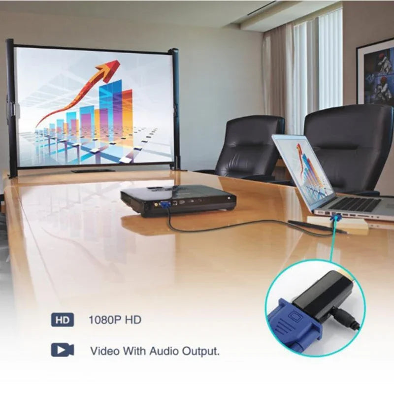 HDMI to VGA Adapter 1080P with 3.5mm Audio – Plug & Play Video Signal Adapter HIP