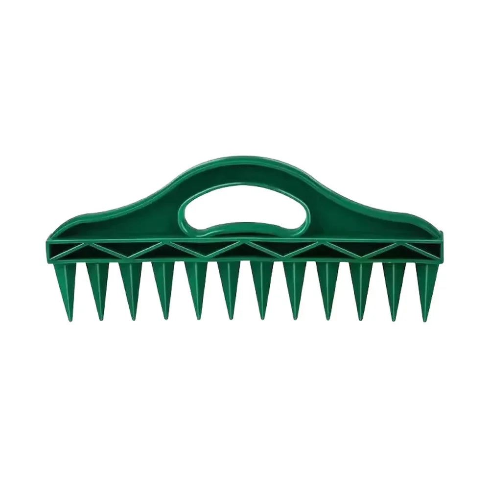 1Pc Durable Handheld Plastic Seeding and Punching Tool, 12 Hole Soil Quick Punching, Gardening Seed Spacing Tool HIP green