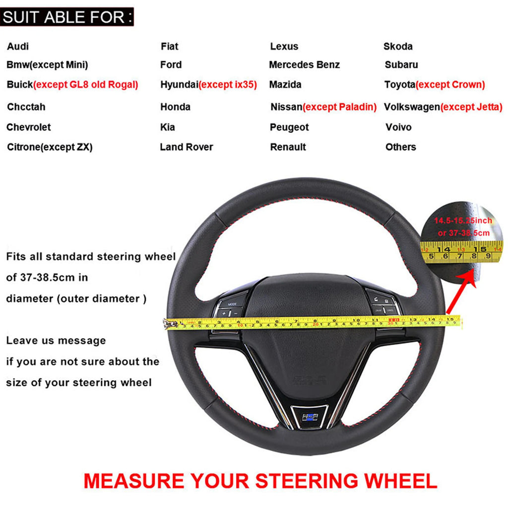 Nappa Leather Steering Wheel Cover – Universal 38cm DIY Steering Wheel Cover HIP