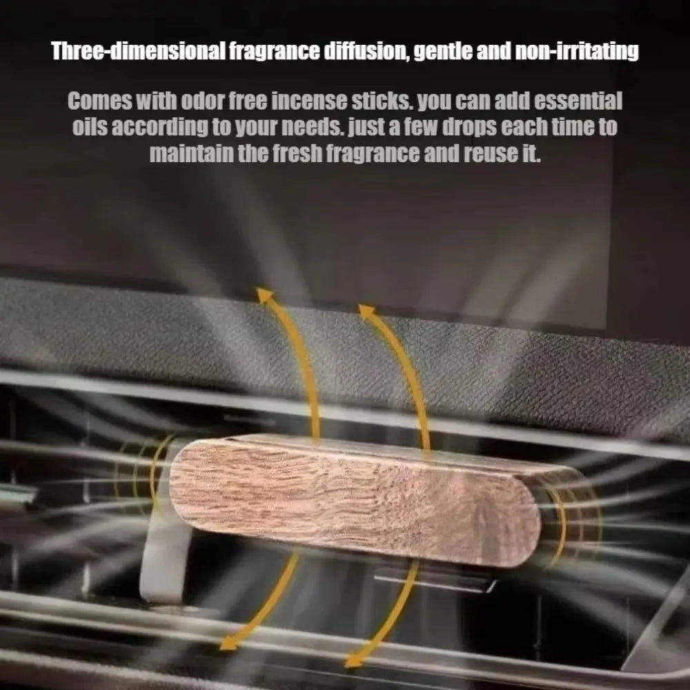 Solid Wood Car Air Freshener Diffuser + 10 Refill Sticks Car Air Freshener HIP
