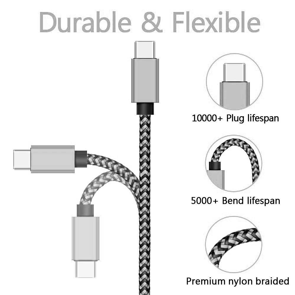 USB-C Nylon Braided Fast Charging Cable – 1m, 2m & 3m USB-C Charging Cable HIP
