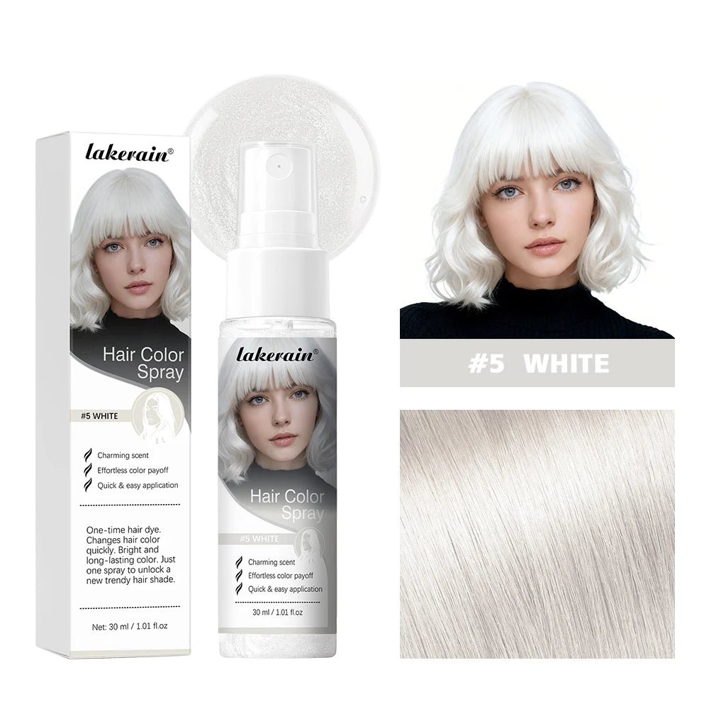 Hair Color Spray Instant Hair Dye One-Time Temporary Washable DIY Hair Chalk Multi Color Party Cosplay Makeup Styling HIP 5white