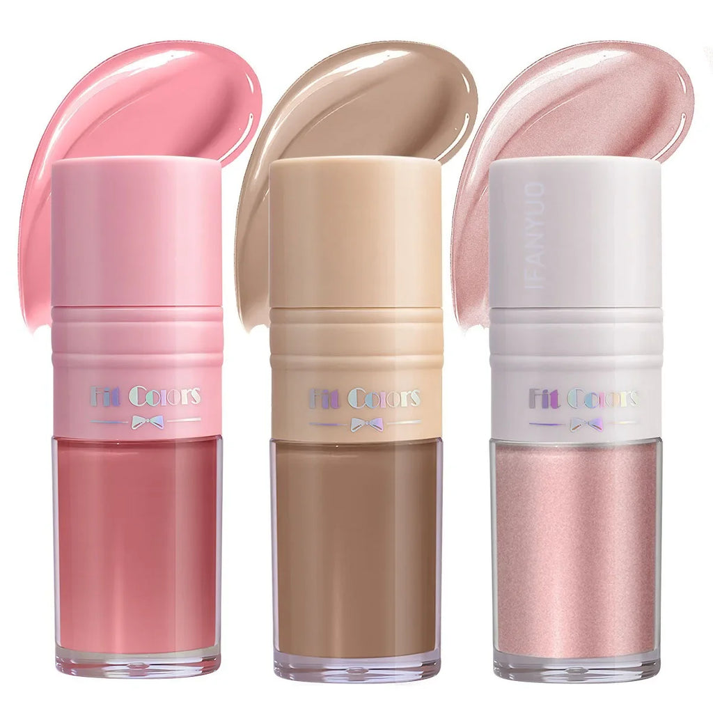 14 Colors Matte Liquid Blush Contour Highlighter Waterproof Long Lasting Sponge Brush Head High Pigment Blusher Brighten Bronzer HIP